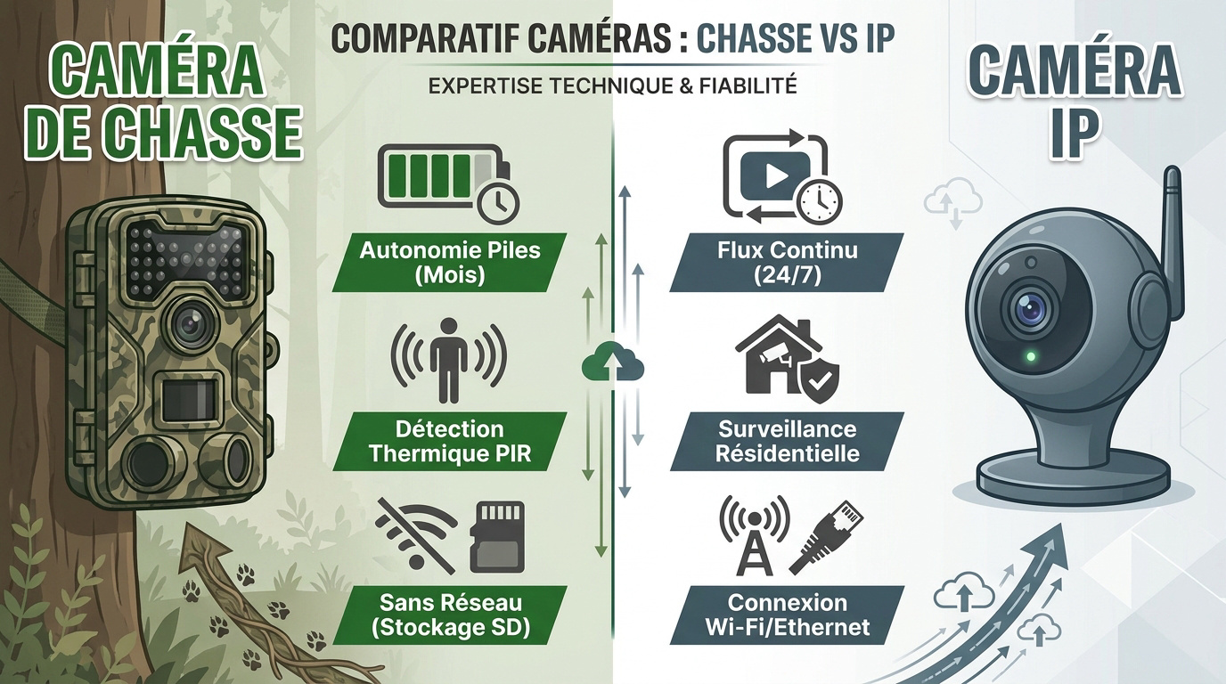 Comparatif caméra chasse et IP