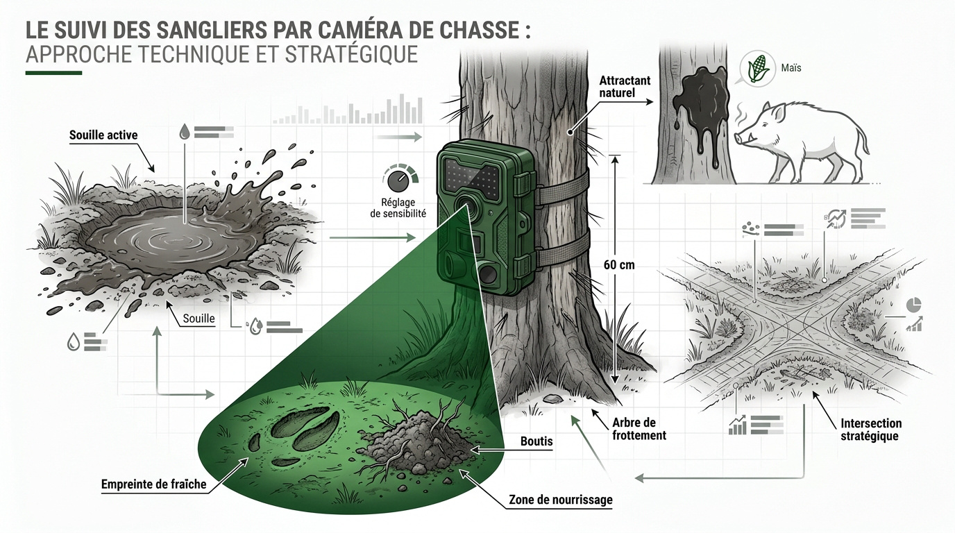 Installation caméra chasse sanglier